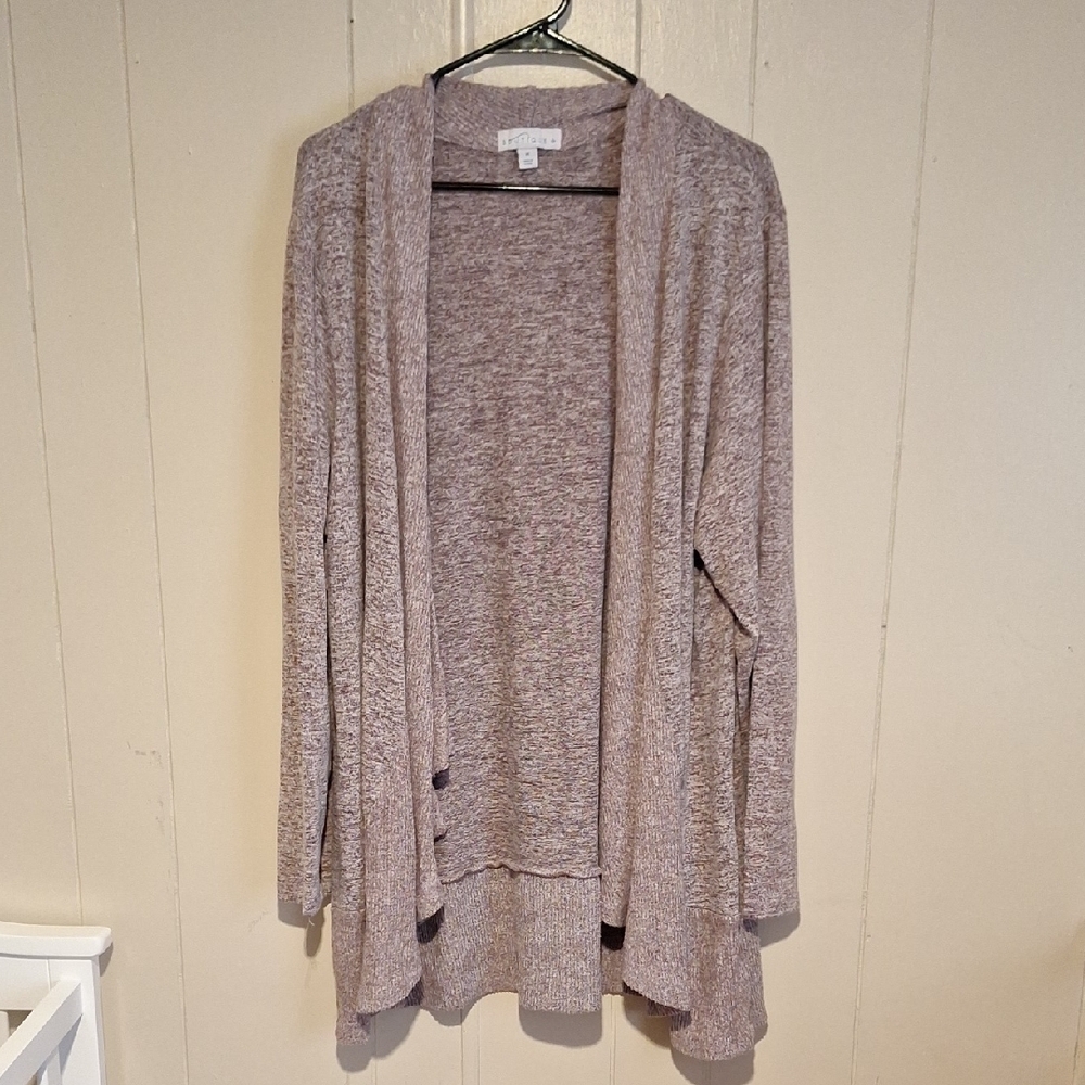 Boutique Women's Purple Heathered Open Front Cardigan Plus Size 3X